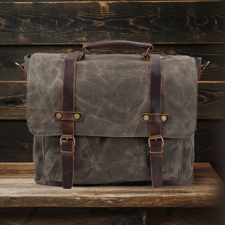 Canvas & Leather Messenger Bag | ASHTON