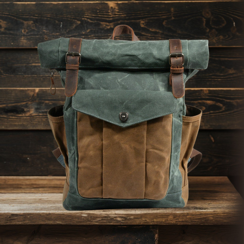 Waxed Canvas Roll Top Backpack | REDWOOD
